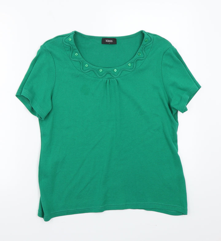 Klass Womens Green Basic T-Shirt Size L