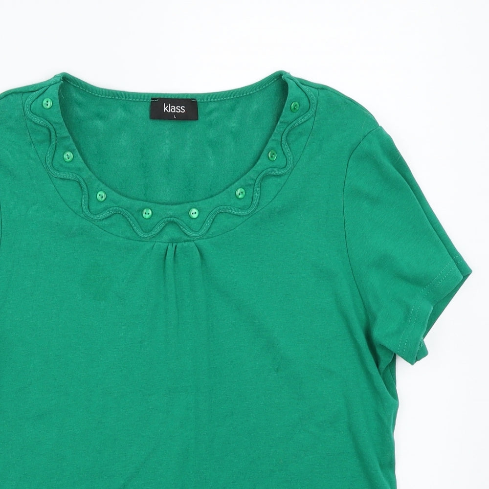 Klass  Womens Green   Basic T-Shirt Size L