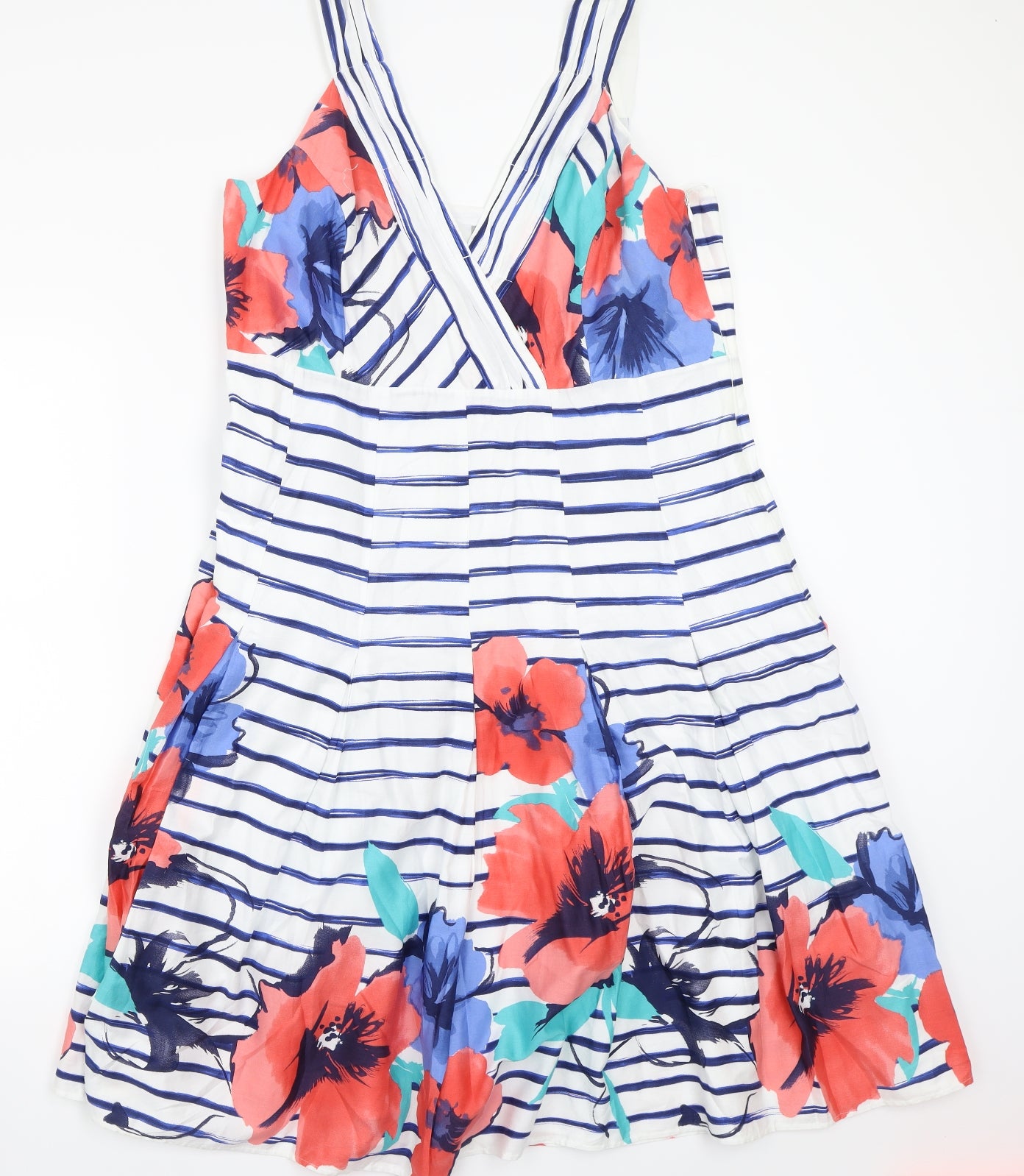 Per Una Womens White Floral  A-Line  Size 18