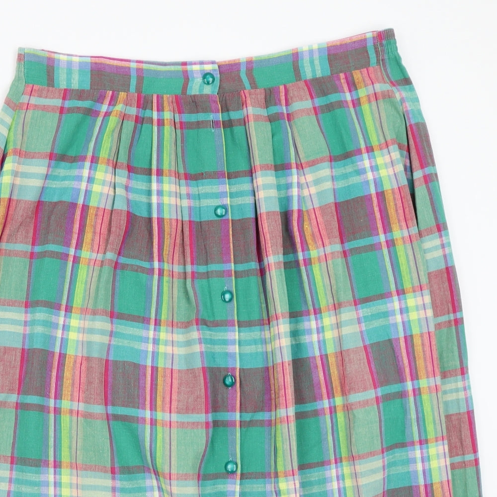 Faraday Womens Green Check  A-Line Skirt Size 20