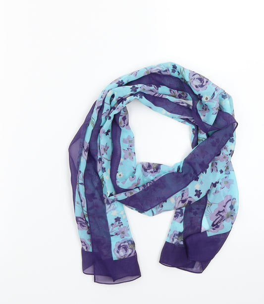 Front view of Preworn women’s blue floral scarf