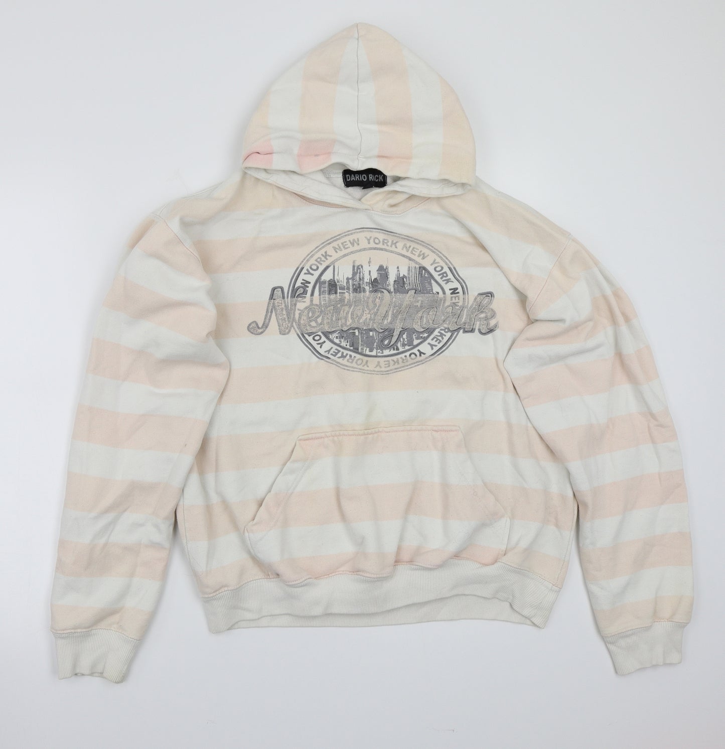 Dario rock Womens Pink Striped  Pullover Hoodie Size XL