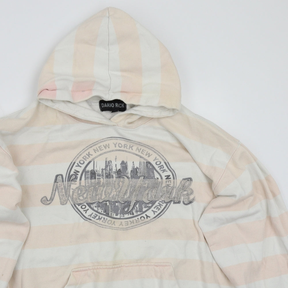 Dario rock Womens Pink Striped  Pullover Hoodie Size XL
