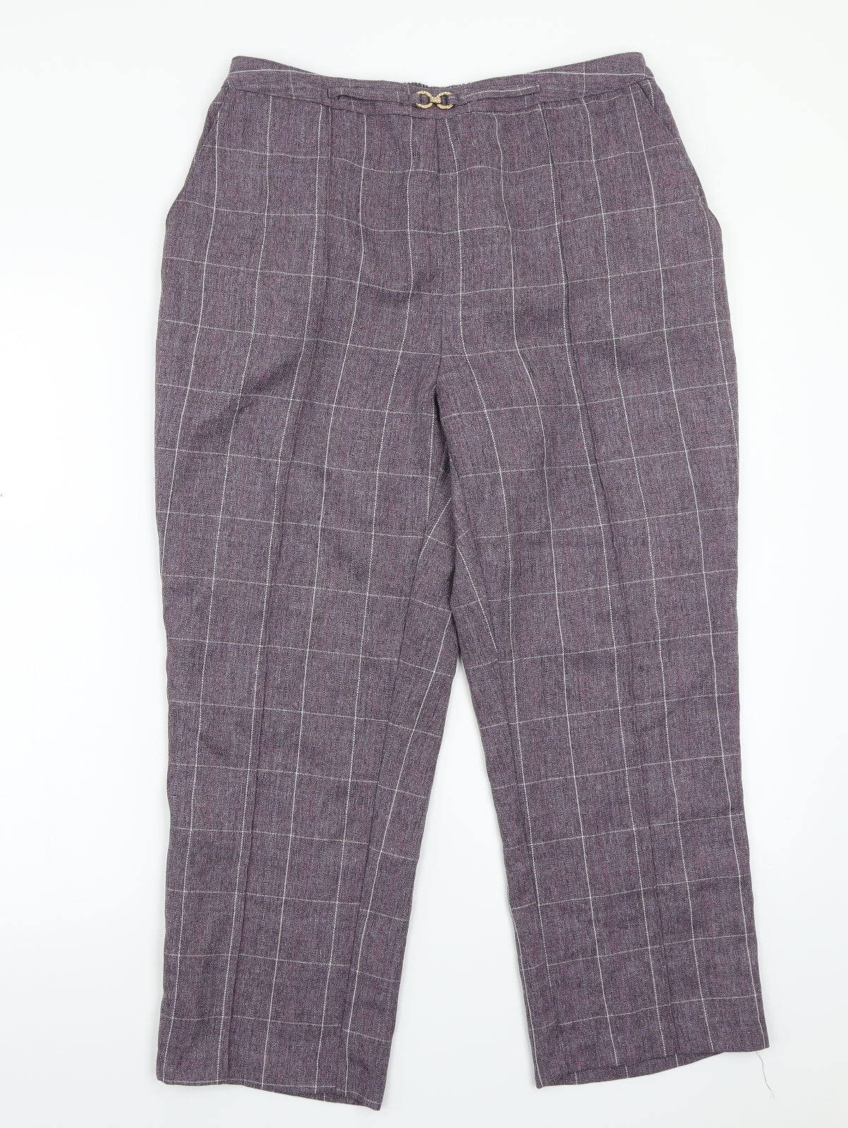 Damart Womens Purple Check  Trousers  Size 18 L24 in