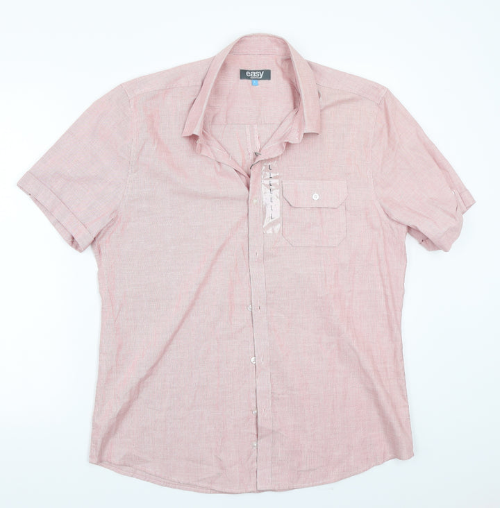 Easy Mens Red Button-Up Size L