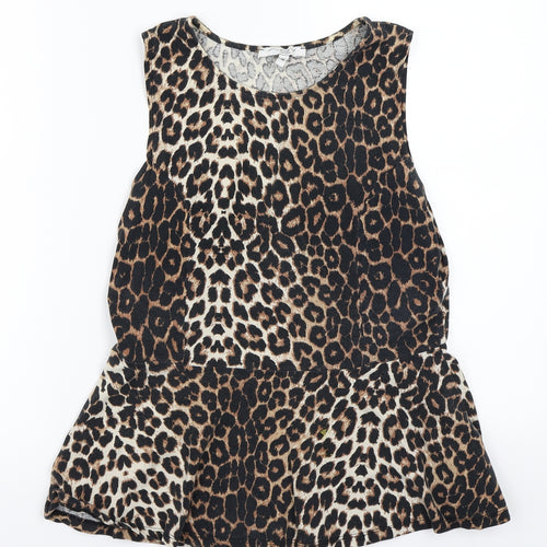 Newlook Womens Brown Animal Print  Basic T-Shirt Size 14