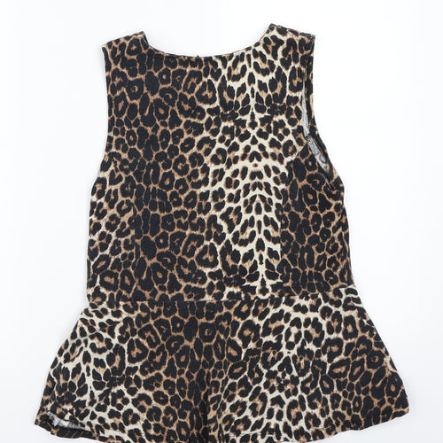 Newlook Womens Brown Animal Print  Basic T-Shirt Size 14