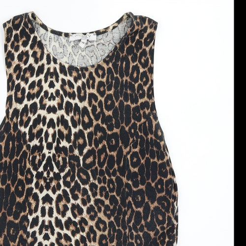 Newlook Womens Brown Animal Print  Basic T-Shirt Size 14
