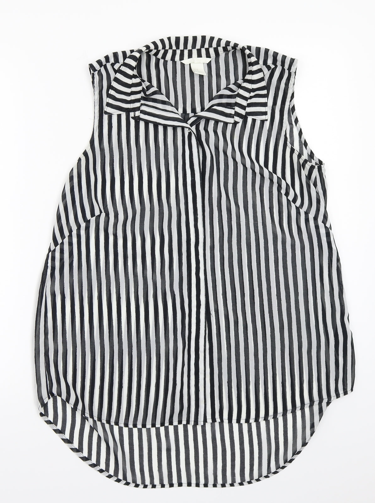 H&M Womens White Striped  Basic Button-Up Size L
