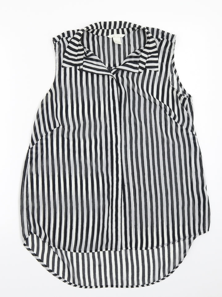 H&M Womens White Striped  Basic Button-Up Size L