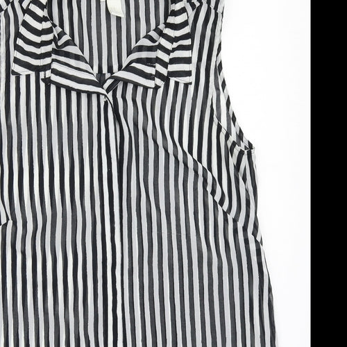 H&M Womens White Striped  Basic Button-Up Size L