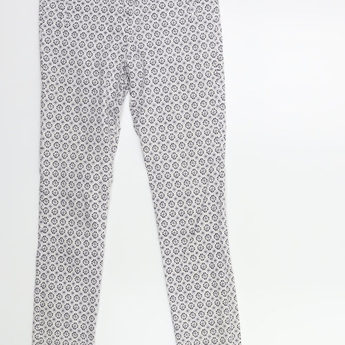 Dorothy Perkins Womens White Geometric  Trousers  Size 8 L29 in