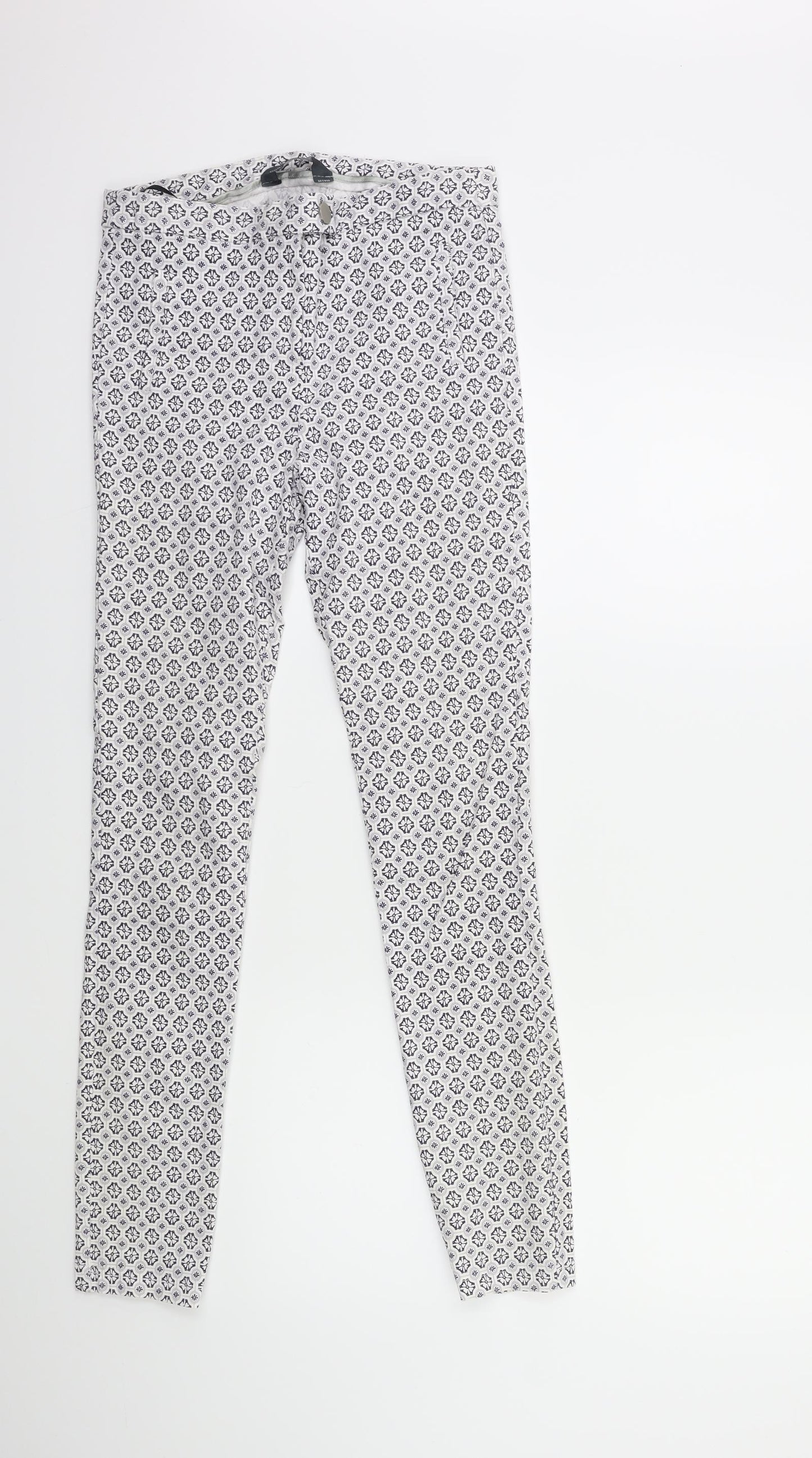 Dorothy Perkins Womens White Geometric  Trousers  Size 8 L29 in
