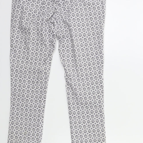 Dorothy Perkins Womens White Geometric  Trousers  Size 8 L29 in