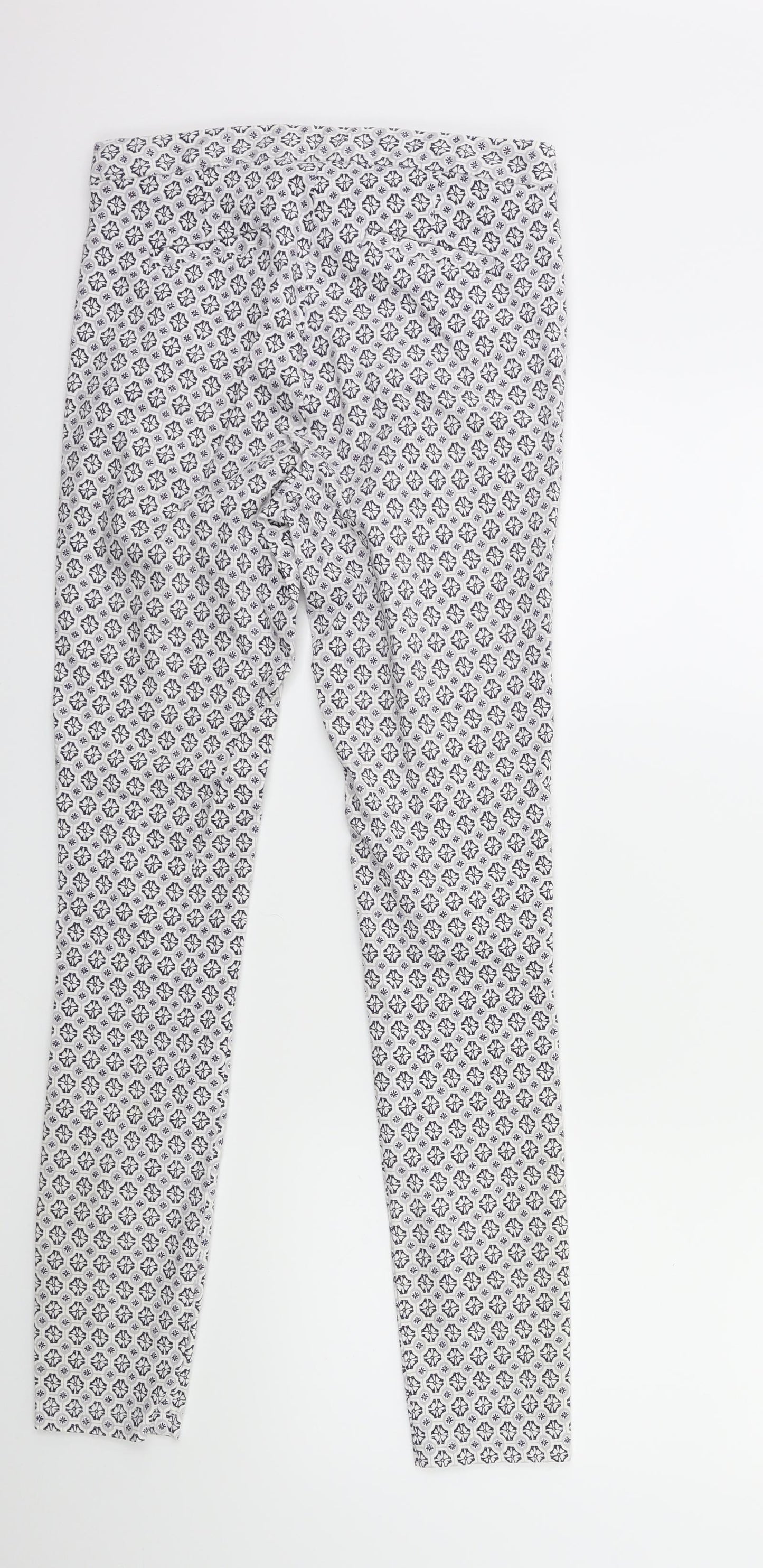 Dorothy Perkins Womens White Geometric  Trousers  Size 8 L29 in