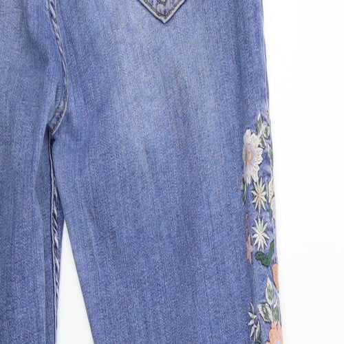 Dorothy Perkins Womens Blue Floral Denim Skinny Jeans Size 14 L28 in