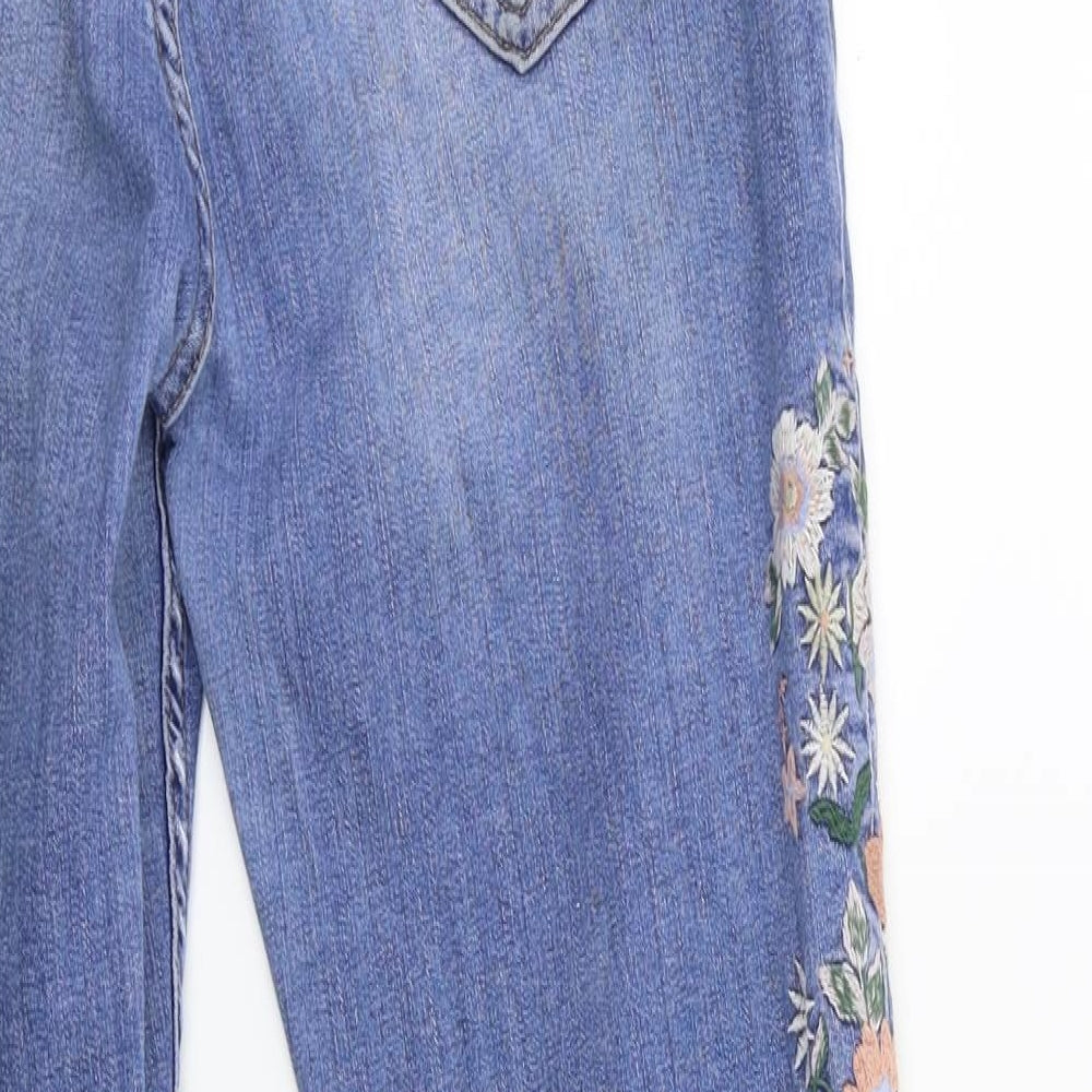Dorothy Perkins Womens Blue Floral Denim Skinny Jeans Size 14 L28 in