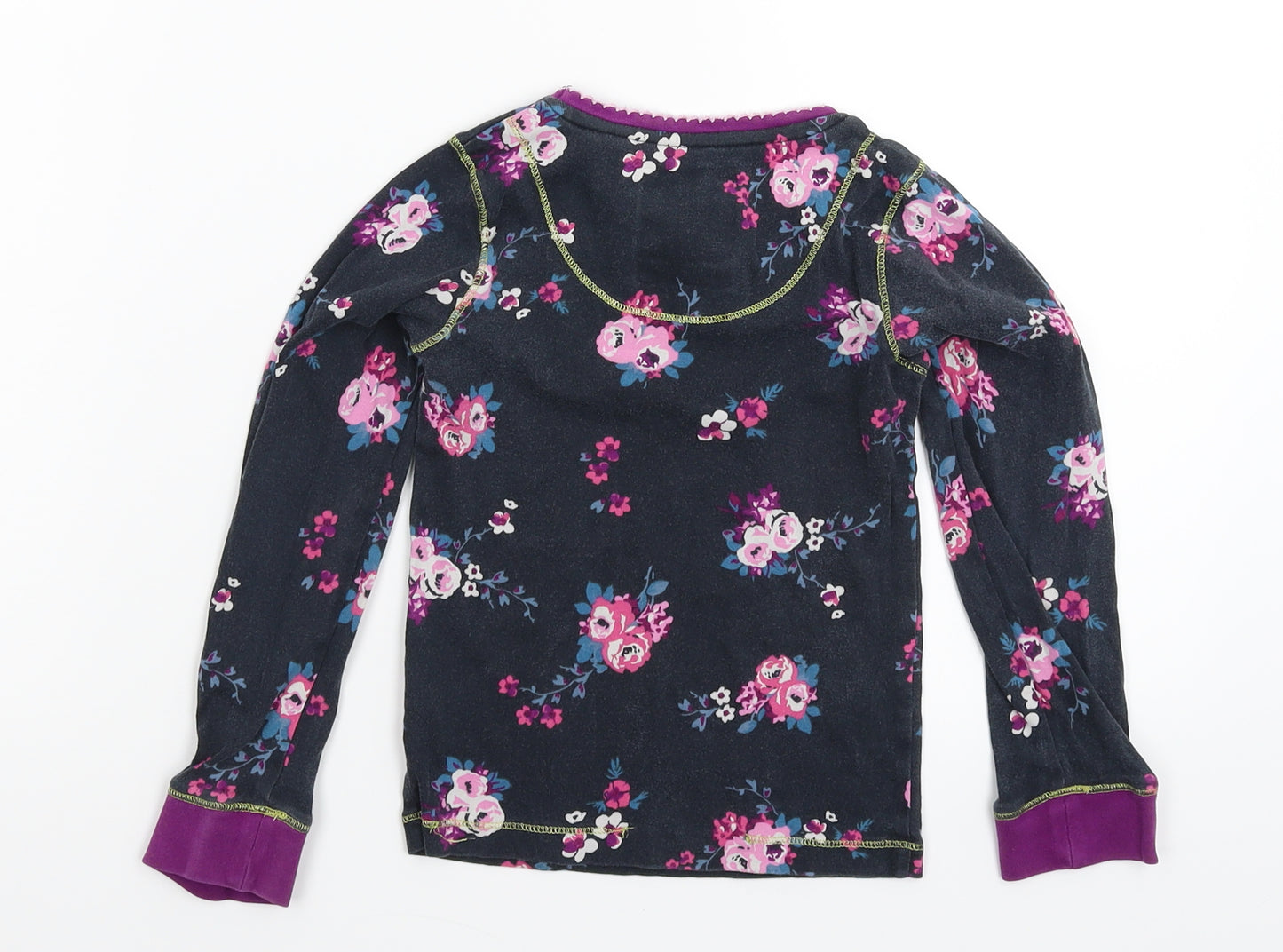 TU Girls Black Floral  Basic T-Shirt Size 6-7 Years