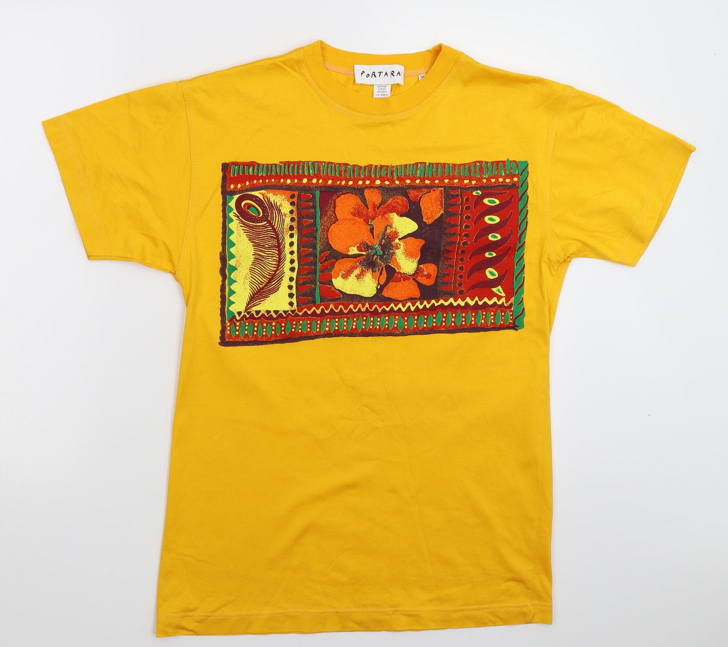 Portara Mens Yellow    T-Shirt Size S