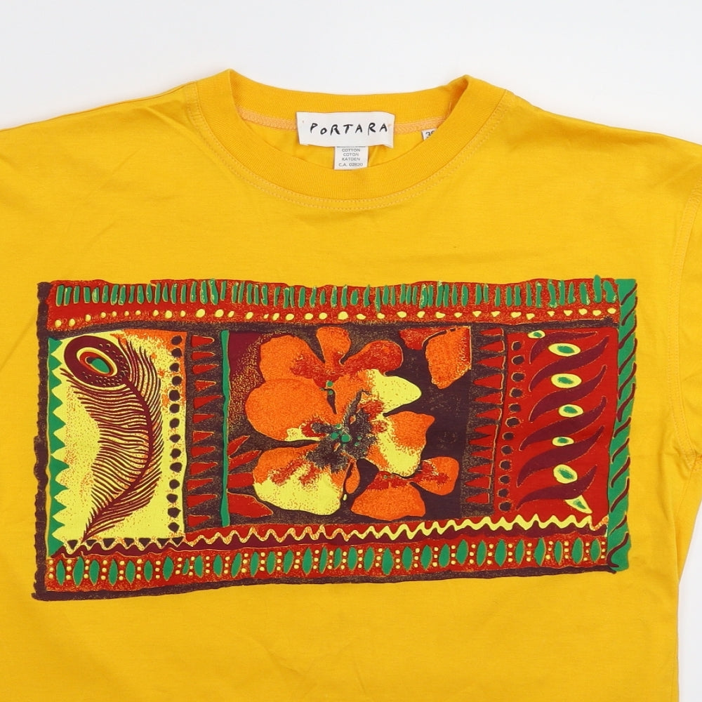 Portara Mens Yellow    T-Shirt Size S