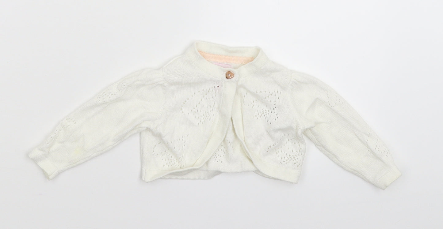 Ted Baker Baby White  Knit Cardigan Jumper Size 0-3 Months
