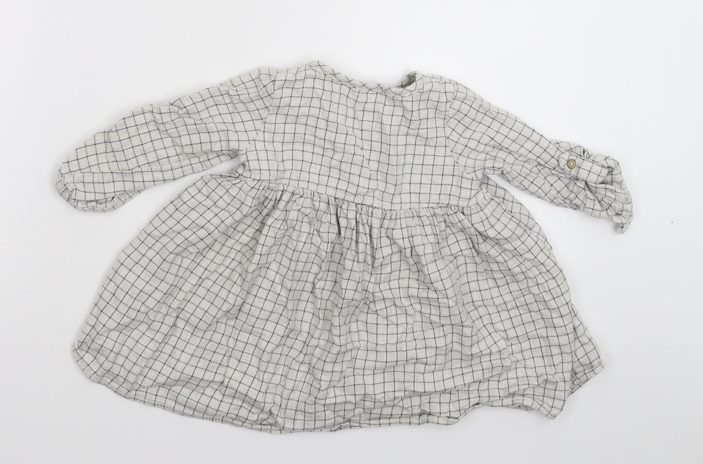 NEXT Girls Grey Check  Shirt Dress  Size 9-12 Months