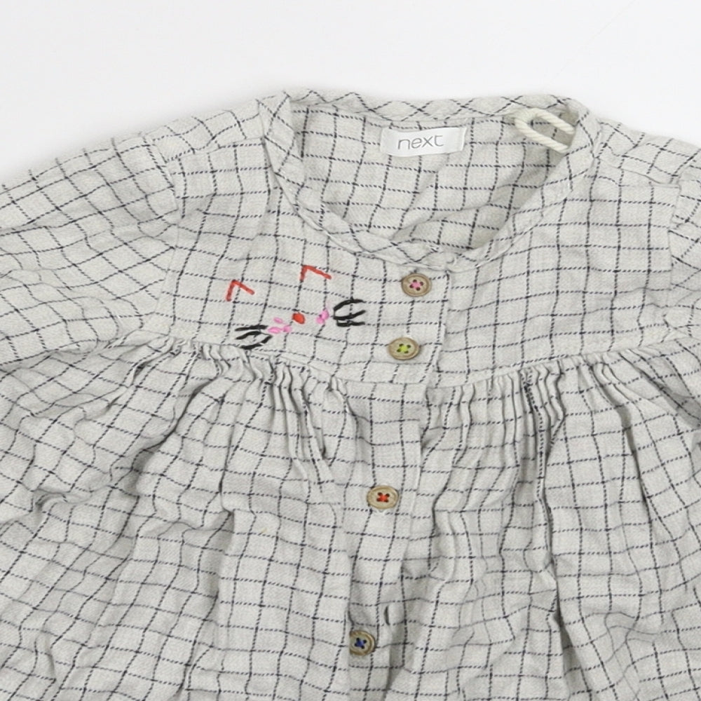 NEXT Girls Grey Check  Shirt Dress  Size 9-12 Months