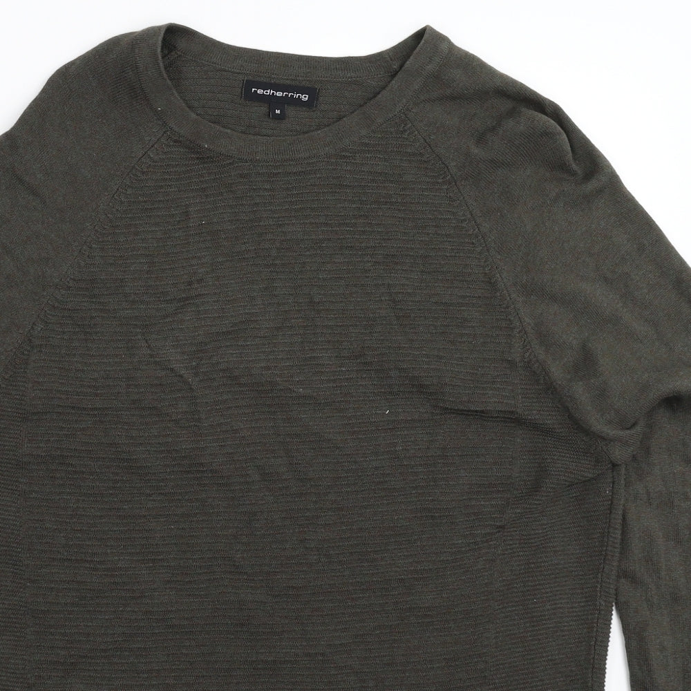 Red Herring Mens Grey  Knit Pullover Jumper Size M