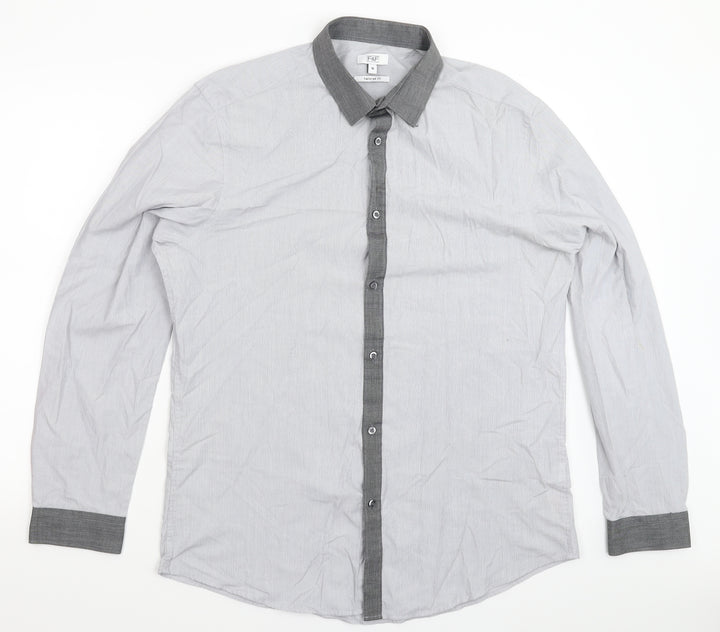 F&F Mens Grey Dress Shirt Size 16