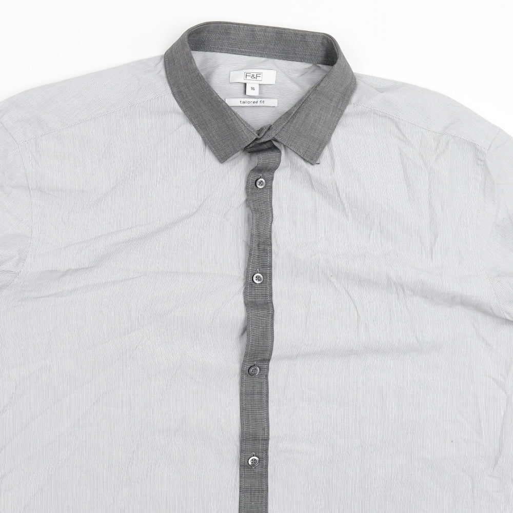 F&F Mens Grey    Dress Shirt Size 16