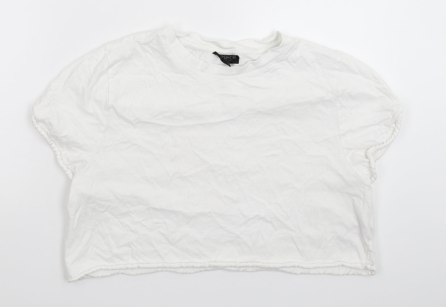 Topshop Womens White   Cropped T-Shirt Size 14
