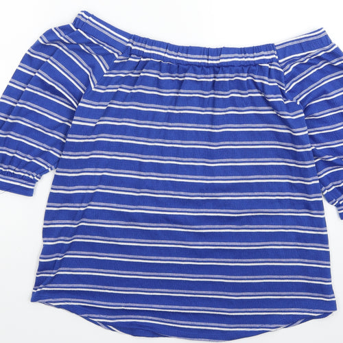 Papaya Womens Blue Striped  Basic T-Shirt Size 16
