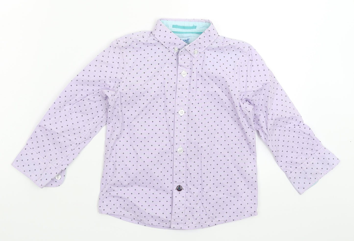 Ted Baker Boys Purple Geometric  Basic Button-Up Size 3-4 Years