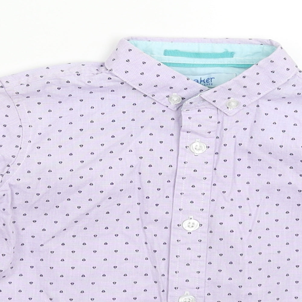 Ted Baker Boys Purple Geometric  Basic Button-Up Size 3-4 Years