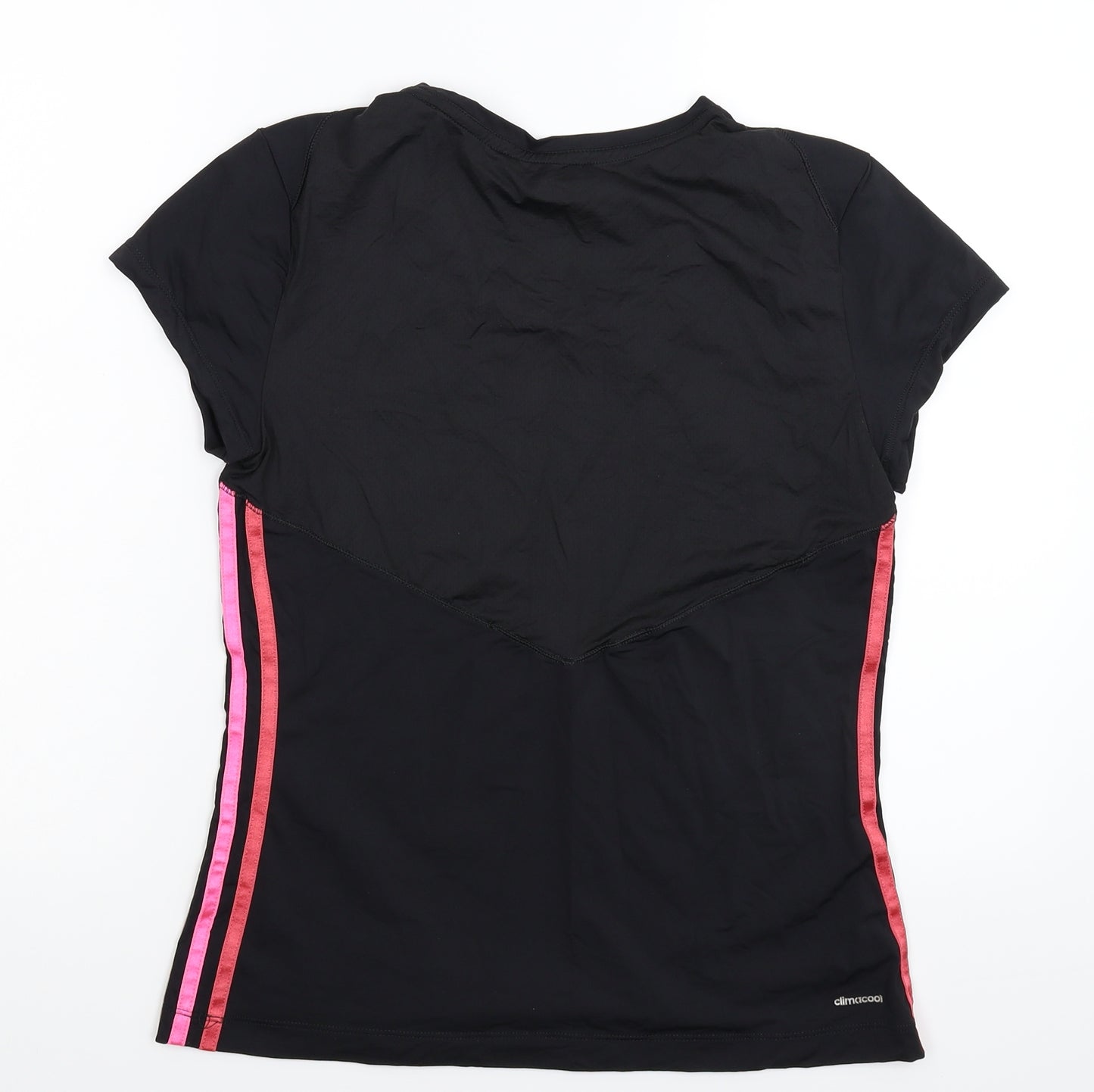 adidas Womens Black Striped  Jersey T-Shirt Size 14