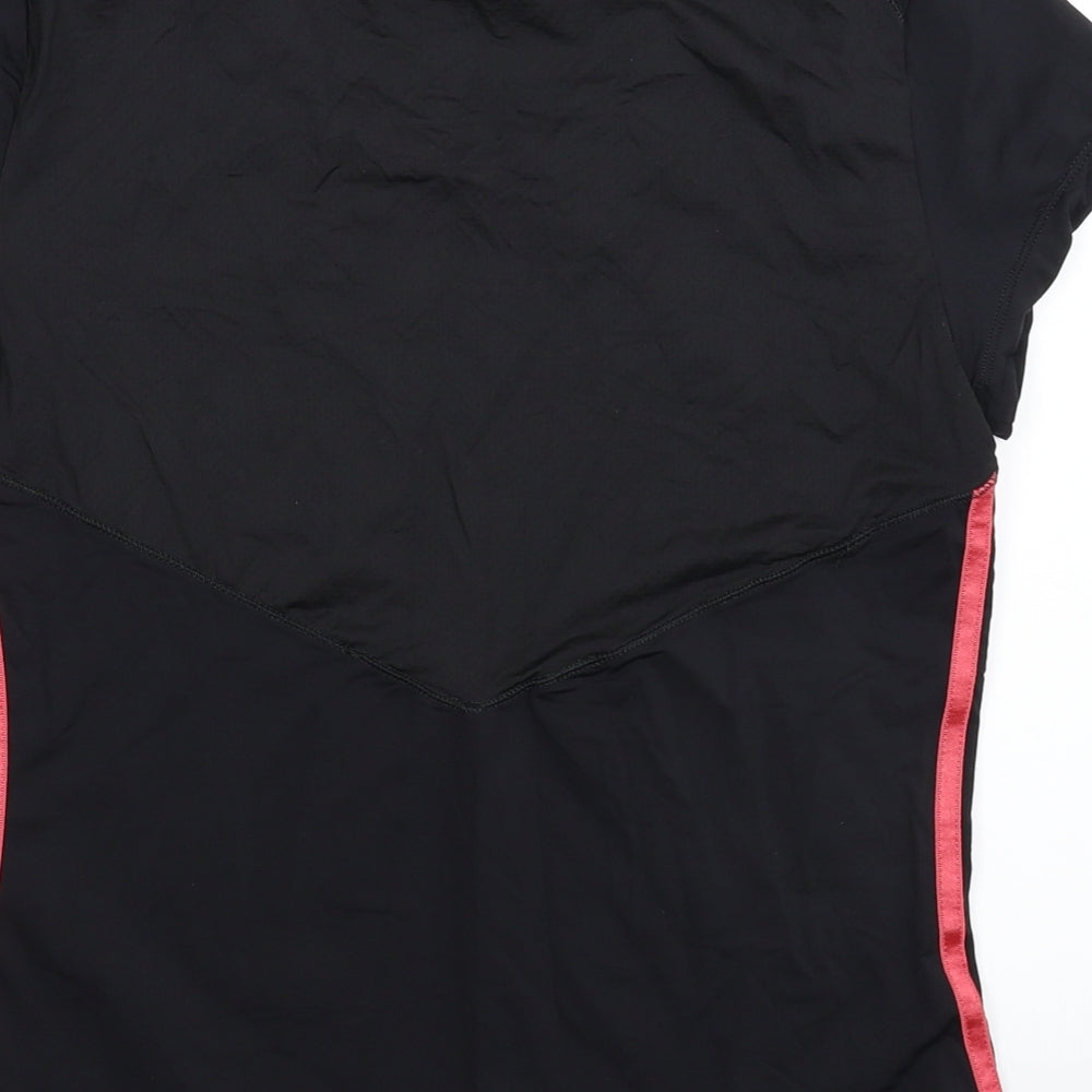 adidas Womens Black Striped  Jersey T-Shirt Size 14