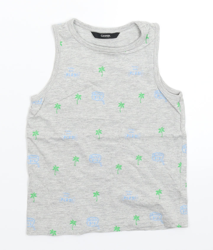 George Boys Grey Basic Tank Size 3-4 Years