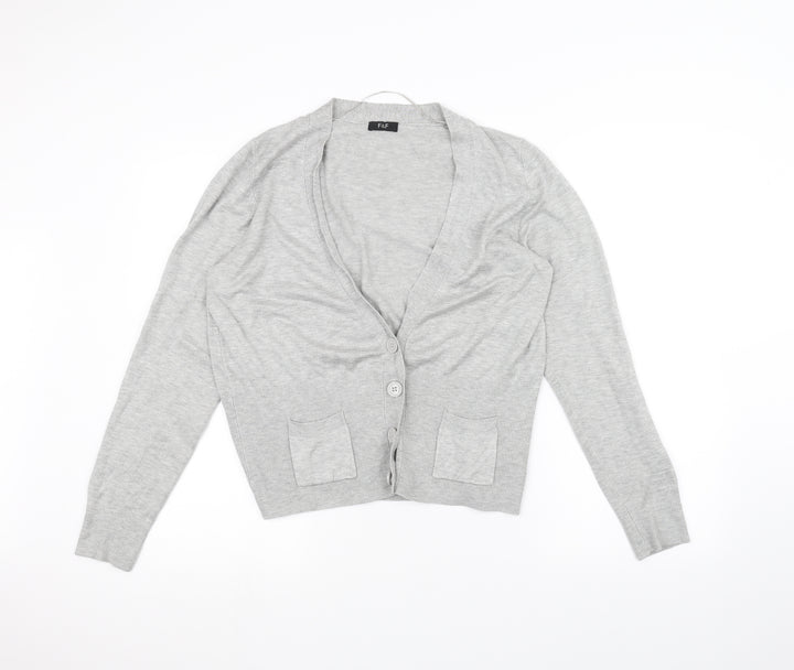 F&F Womens Grey Cardigan Jumper Size 14