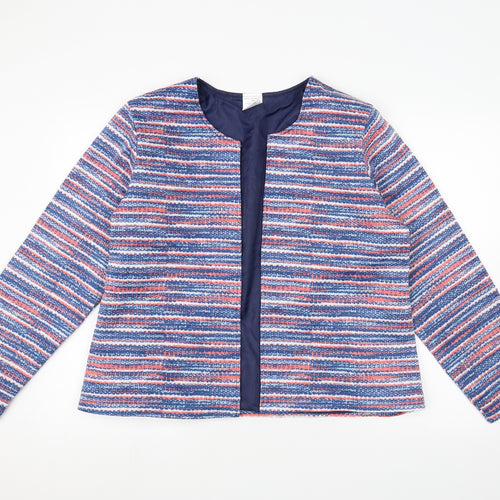 Anne De Lancay Womens Blue Striped  Jacket  Size L
