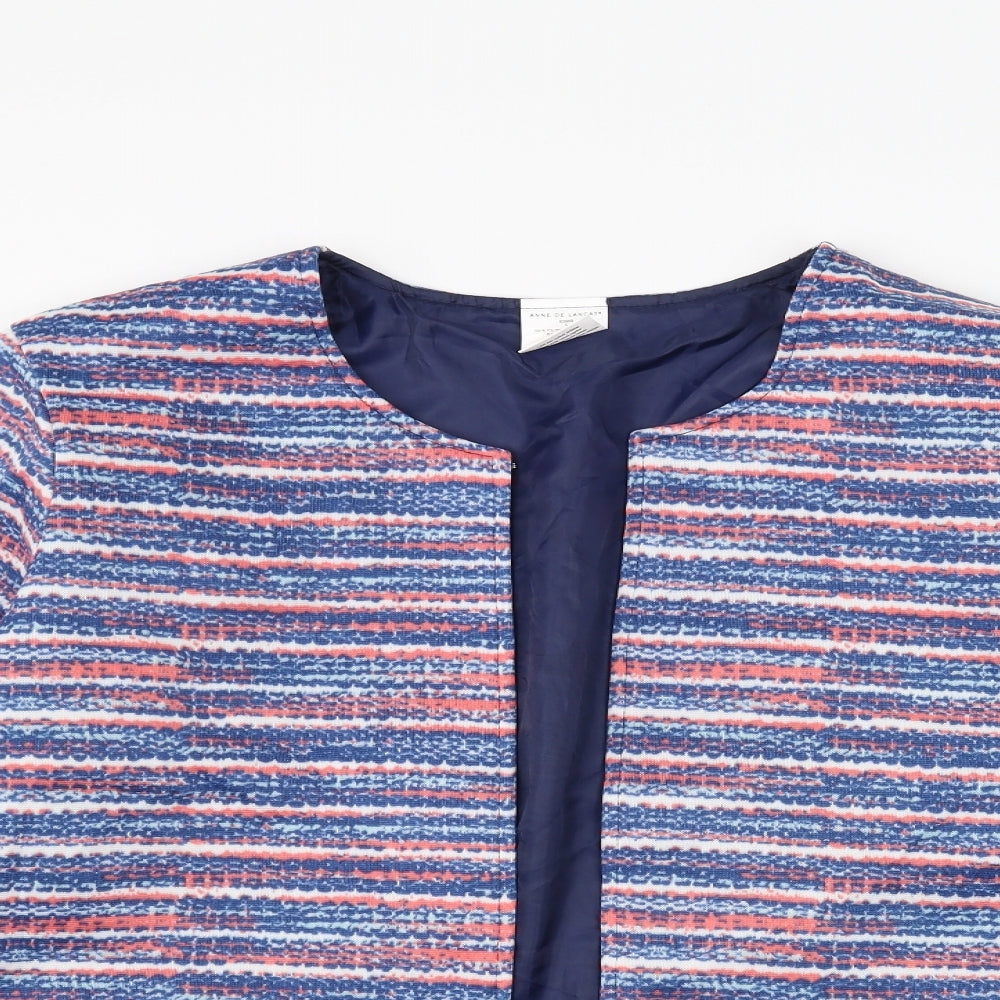 Anne De Lancay Womens Blue Striped  Jacket  Size L