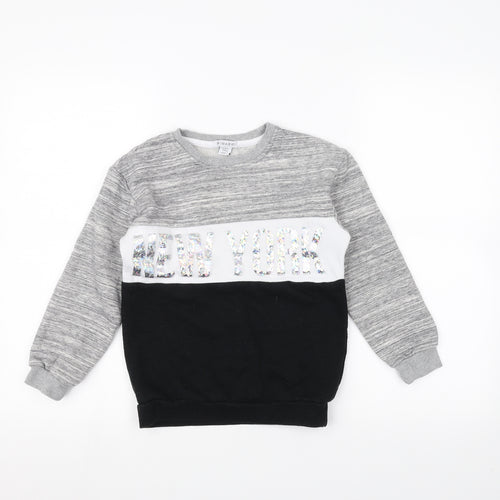 Primark Girls Grey Striped  Pullover Jumper Size 8-9 Years