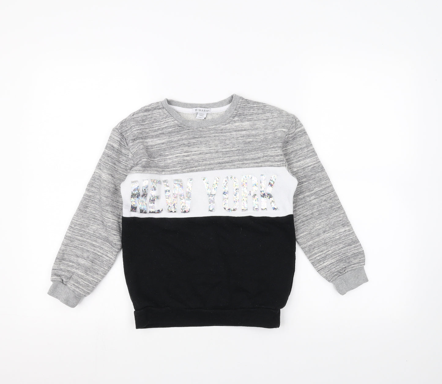 Primark Girls Grey Striped  Pullover Jumper Size 8-9 Years