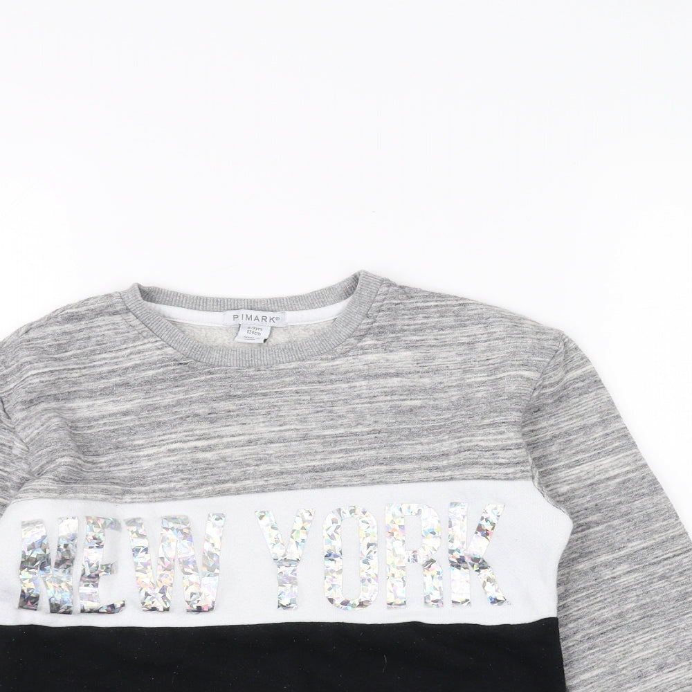 Primark Girls Grey Striped  Pullover Jumper Size 8-9 Years