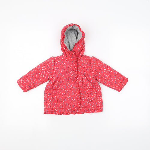 TU  Red Floral  Parka Coat Size 3-6 Months