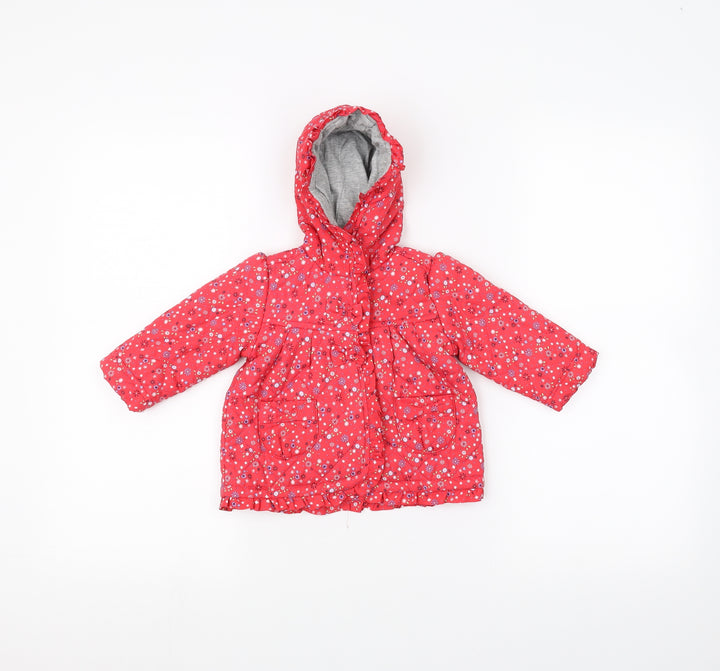 TU Red Floral Parka Coat Size 3-6 Months