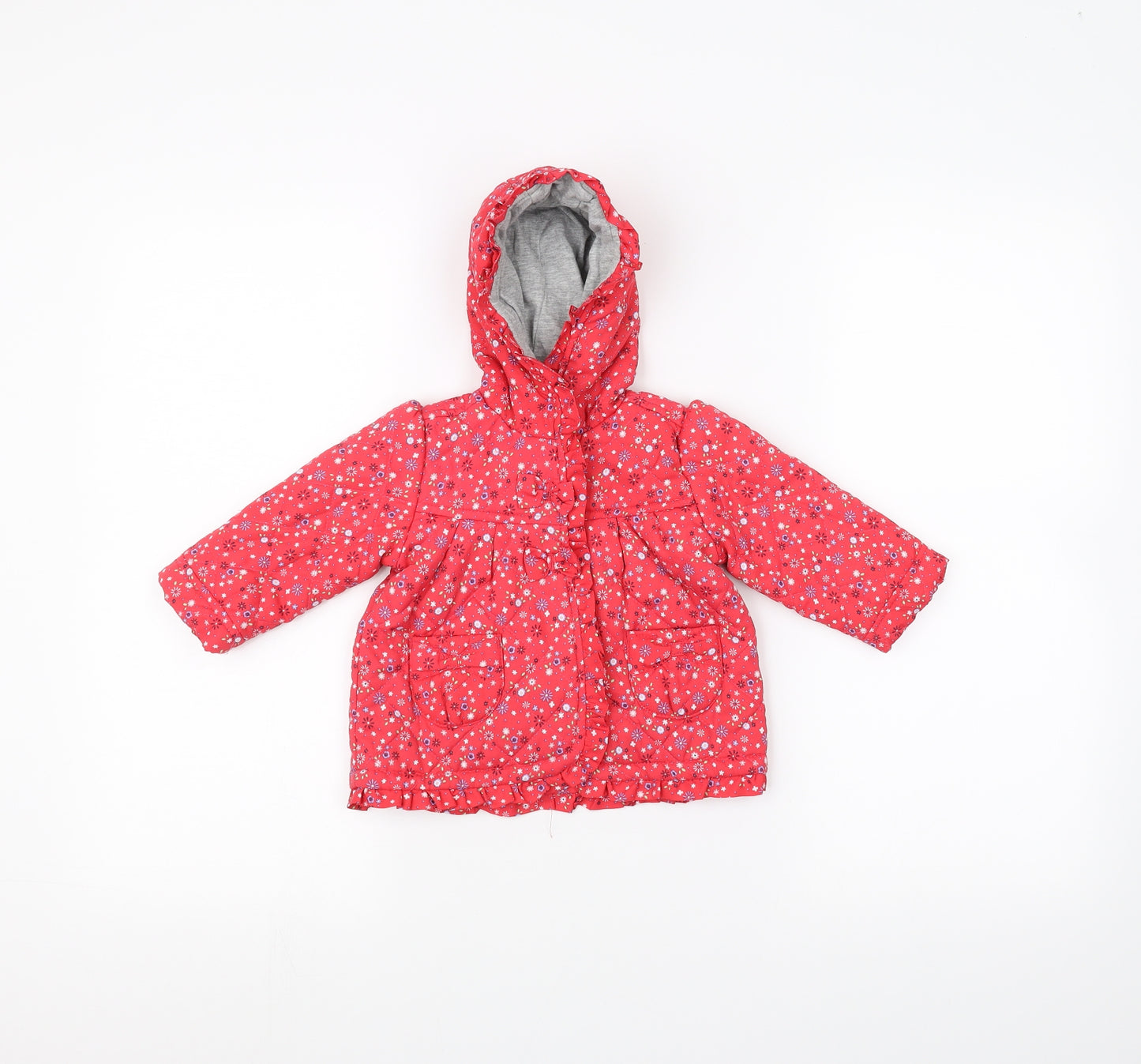 TU  Red Floral  Parka Coat Size 3-6 Months