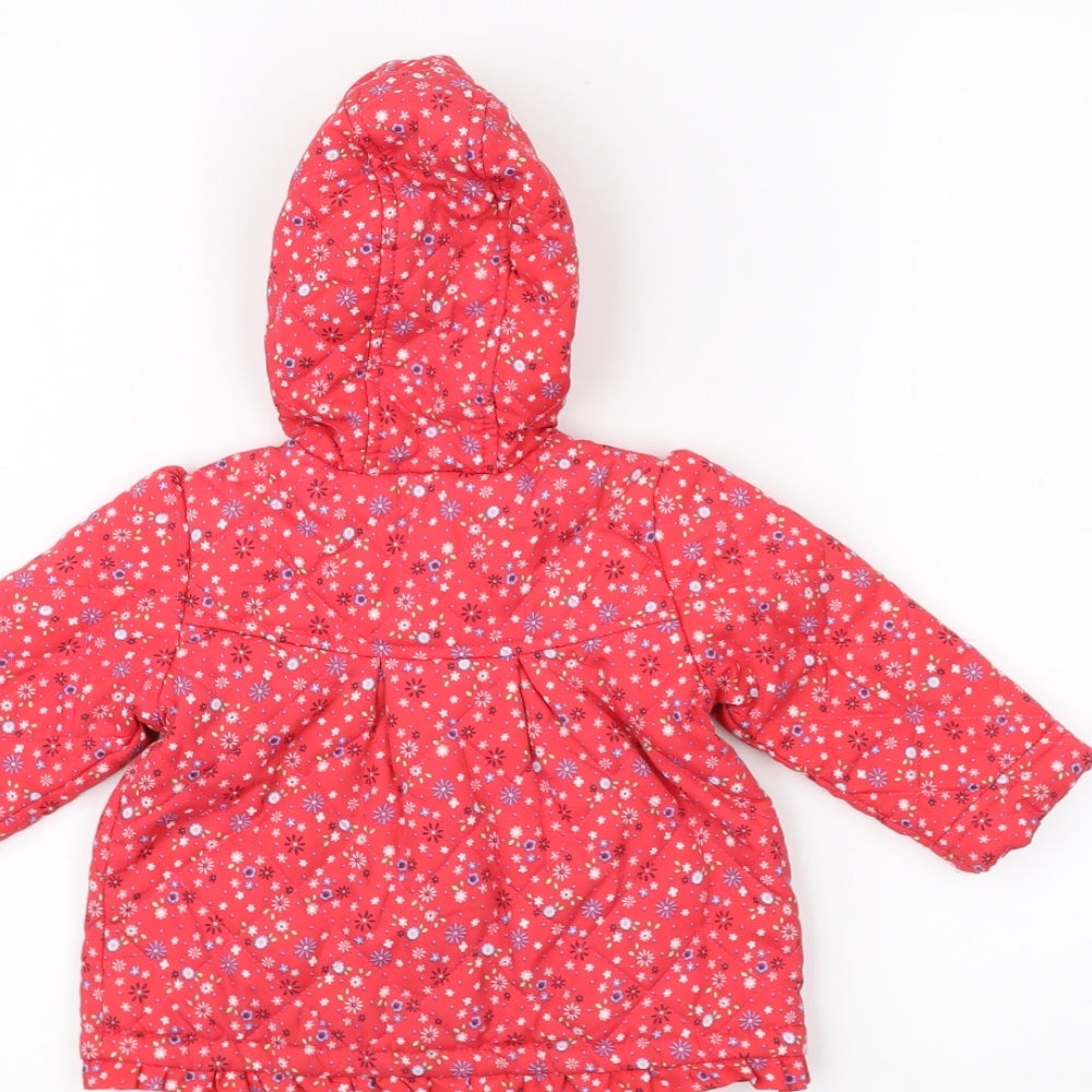 TU  Red Floral  Parka Coat Size 3-6 Months