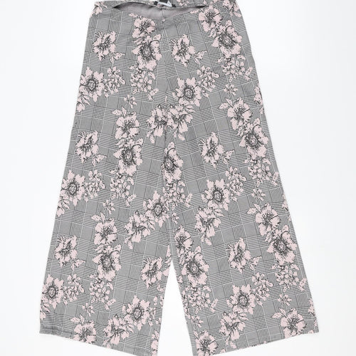 Primark Womens Black Floral  Trousers  Size 10 L21 in