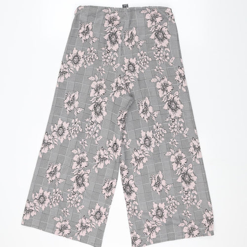Primark Womens Black Floral  Trousers  Size 10 L21 in