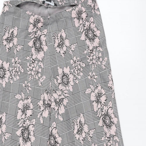 Primark Womens Black Floral  Trousers  Size 10 L21 in